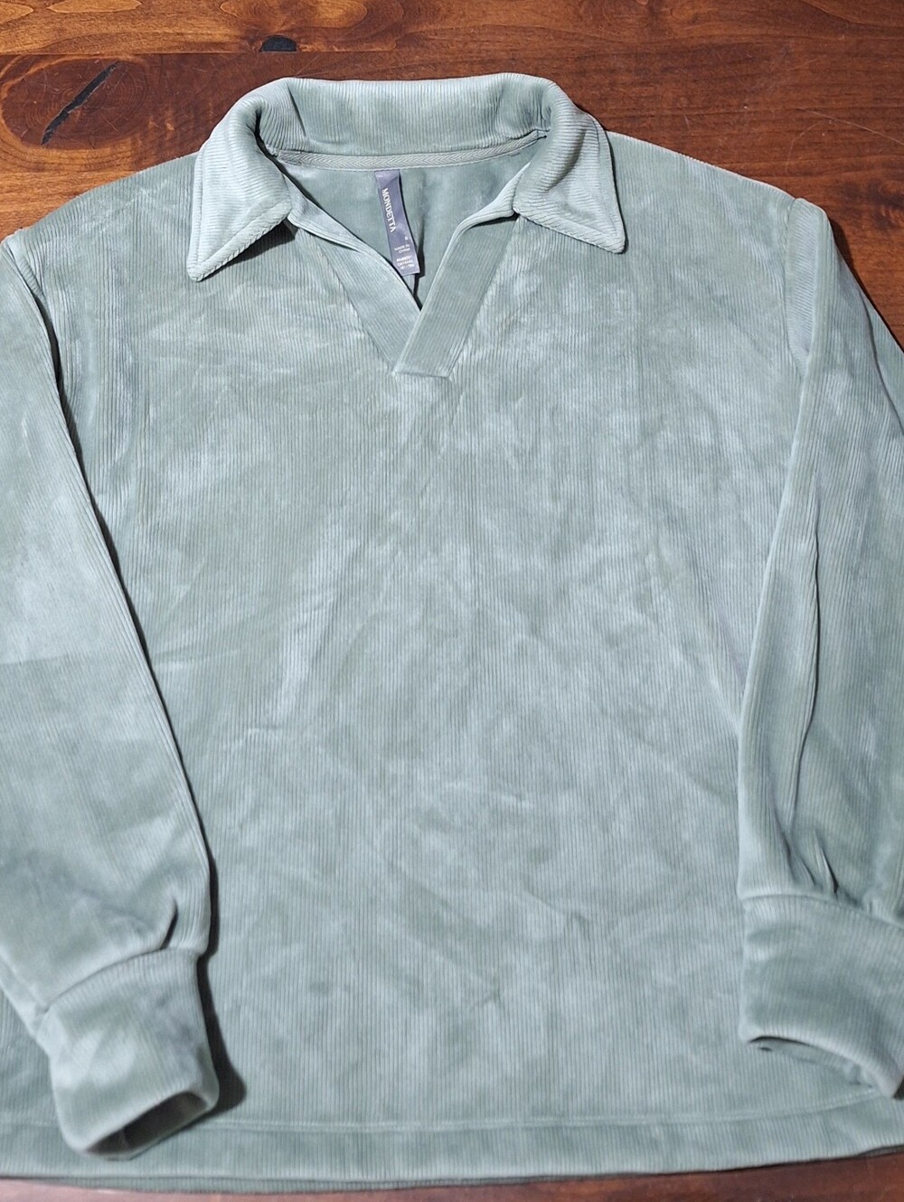 Women's Mondetta Sage Green Corduroy Polo Shirt Size S